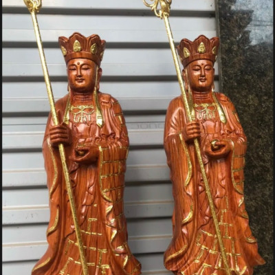 Tượng phật địa tạng vương bồ tát bằng gỗ hương đá kt cao 80×25cm 