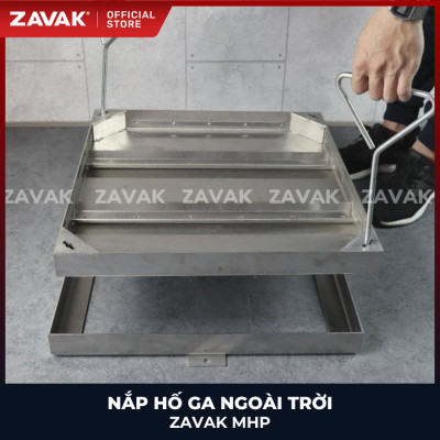 Nắp hố ga ngoài trời inox ZAVAK MHP*-AA60 / KT 60x60cm, lát gạch tối đa 4cm/ tải 800kg