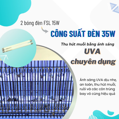 Đèn diệt muỗi côn trùng công nghiệp CON DƠI model CN05 Công Suất 35w-diện tích 100m2