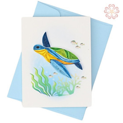 Thiệp Quilling nghệ thuật - rùa biển - size 12.5 x 7.5 