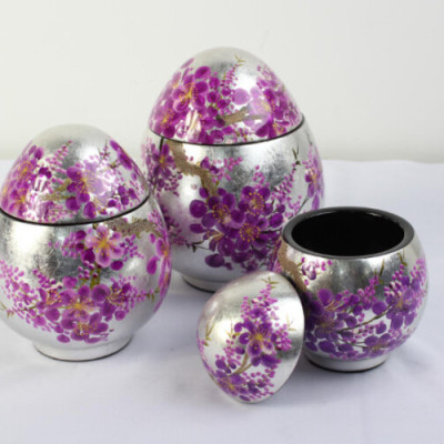 Hủ trứng sơn mài cao cấp đa dạng màu sắc thích hợp đựng đồ vật nhỏ, bánh kẹo, làm quà tặng,...