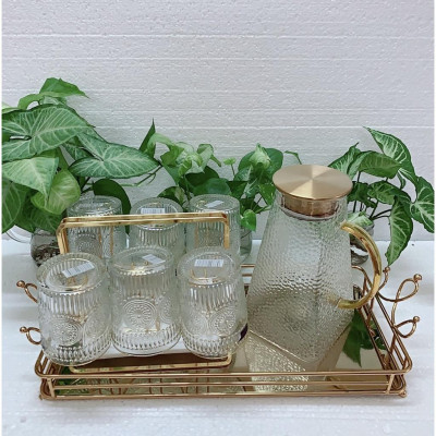 COMBO BỘ BÌNH CỐC THỦY TINH UỐNG NƯỚC CHỊU NHIỆT CAO CẤP LÊN ĐẾN 400 ĐỘ C ( CỐC 300ML, BÌNH ĐÁY VUÔNG)