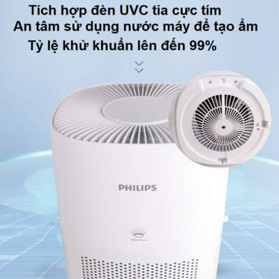 Máy tạo độ ẩm công nghệ NanoCloud UV khử khuẩn Philips HU5969 - Dùng cho phòng diện tích 85m2 - Hàng nhập khẩu