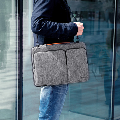 TÚI ĐEO TOMTOC (USA) 360* SHOULDER BAGS MACBOOK PRO 15″/MACBOOK 16″ GRAY- HÀNG CHÍNH HÃNG