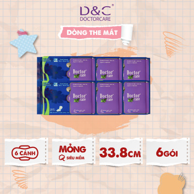 Combo 6 Băng vệ sinh ban đêm Doctor Care tinh chất thảo dược 33.8cm siêu thấm hút