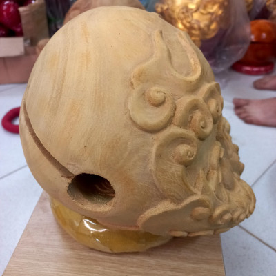 Mõ tụng kinh phật bằng gỗ mít để mộc gỗ không dác kt 12cm 