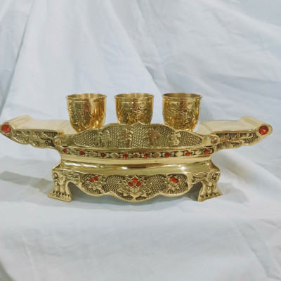 Bộ Ly Nước Thờ Cúng Bằng Đồng, Bộ 5 Ly, Bộ 3 Ly Bằng Đồng Vàng