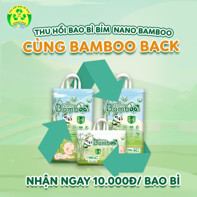 COMBO 2 Bịch tã/bỉm DÁN Nano Bamboo sợi tre M/L/XL/XXL/XXXL (112+6 Miếng) tiết kiệm 60k kèm quà tặng