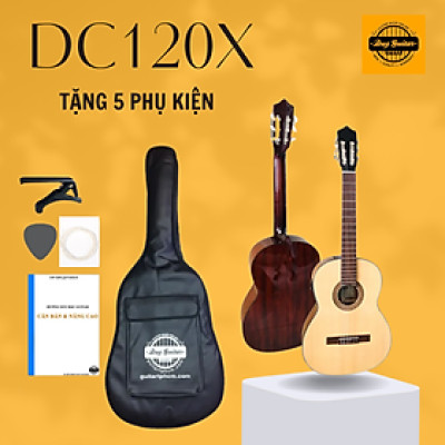 Đàn guitar classic có EQ Duy Guitar DC120X thùng full size có khuyết gỗ Hồng đào nguyên tấm âm thanh tốt