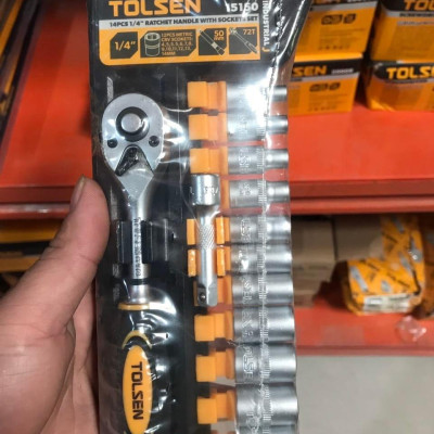 BỘ 14 CHI TIẾT ĐẦU TUÝP TỰ ĐỘNG 1/4 INCH TOLSEN 15150 - HÀNG CHÍNH HÃNG