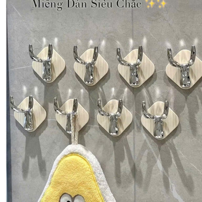 Set 4 Miếng Móc Treo Sừng Hươu Cao Cấp, Chịu Lực 10kg, Móc Hút Chân Không Tiện Lợi - HÀNG CHÍNH HÃNG MINIIN