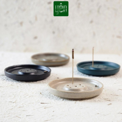 Đế Hứng Nhang Thảo Mộc Yên Bằng Gốm Tối Giản Phong Cách Thiền Nhật Đựng Tàn Nhang