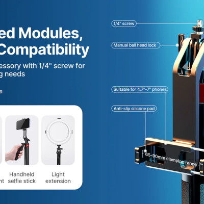 Ulanzi MA09 - Tripod Selfie Điều Khiển Từ Xa Bluetooth Dành Cho Gopro, Điện Thoại, Máy Ảnh, Chiều Cao Tối Đa 1,8m - Hàng chính hãng