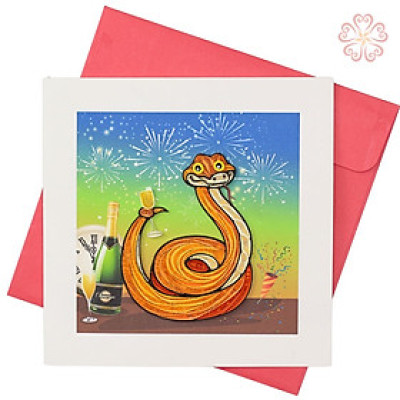 Thiệp Giấy Xoắn mừng Năm Mới 2025 size 15x15cm