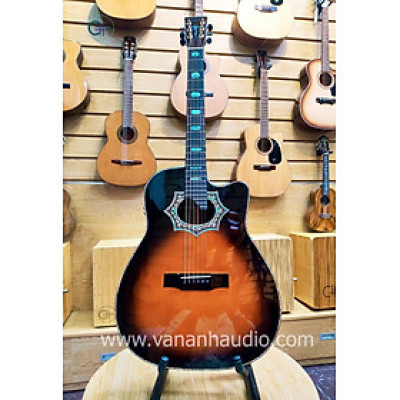 Đàn Guitar Acoustic HANDMADE CUSTOM lỗ Thoát âm hình ovan Khảm trai