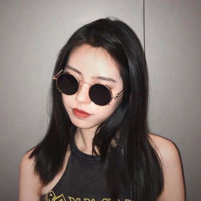 Kính râm, Kính mát Mắt tròn xoe chống nắng chống uv gọng kim loại lò xo (ĐEN)