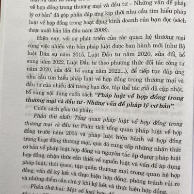 Pháp Luật Về Hợp Đồng Trong Thương Mại Đầu Tư – Những Vấn Đề Pháp Lý Cơ Bản 
