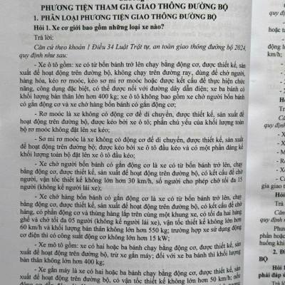 Sách Xử Phạt Vi Phạm Hành Chính Về Trật Tự, An Toàn Giao Thông Trong Lĩnh Vực Giao Thông Đường Bộ theo Nghị định 168/2024/NĐ-CP (V2559T)