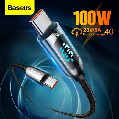Cáp sạc Baseus Display Fast Charging Data Cable- CATSK nhanh Type-C to Type-C 100W- hàng chính hãng