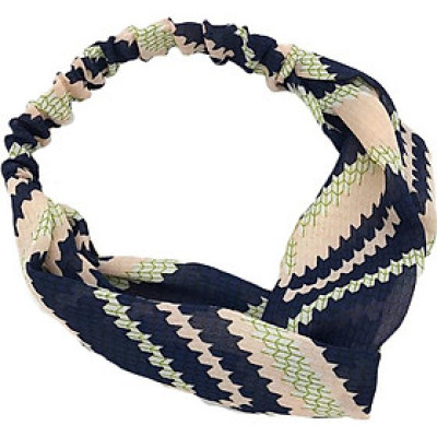 Băng đô nữ turban zizac phối 2 mầu xanh đen - nude dạng chun tròn TB34