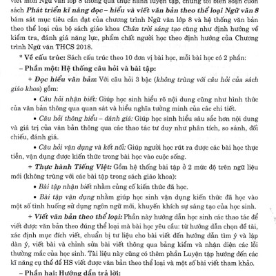 Phát Triển Kĩ Năng Đọc - Hiểu Và Viết Văn Bản Theo Thể Loại Môn Ngữ Văn 8 (Bám Sát SGK Chân Trời Sáng Tạo) _HA
