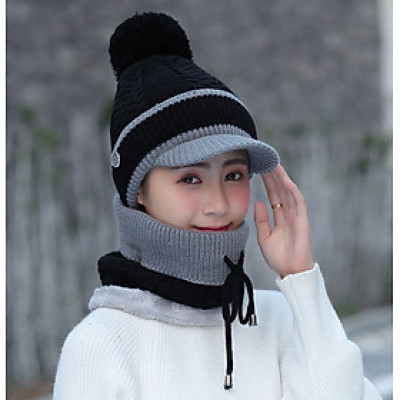 Mũ len nữ nón len giữ ấm lưỡi trai beret tặng kèm khăn len choàng cổ dona21102507