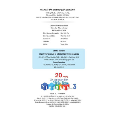 Sách - 20 Ngày Ôn Tập Toàn Diện Kiến Thức Tiếng Anh Lớp 3 - Megabook