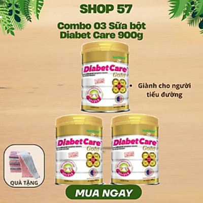 Combo 3 Hộp Sữa Bột Diabet Care Gold 900g – Dinh Dưỡng Chuyên Biệt Cho Người Tiểu Đường Type 1, Type 2 & Rối Loạn Dung Nạp Glucose