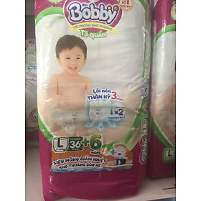 Tặng thêm 4 miếng | Tã Quần Bobby Cho Bé Size L36 Miếng 9 Đến 14 Kg - Bỉm Quần Trẻ Em Bobby Size L36