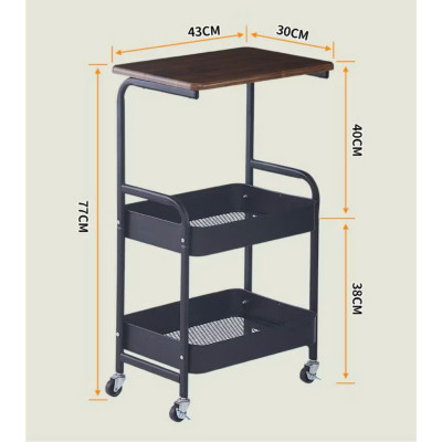 Kệ Để Đồ 3 Tầng Có Bánh Xe – Kệ Spa Mặt Gỗ, Khung Sắt Sơn Tĩnh Điện – Kệ Đẩy Đa Năng Cho Nhà Bếp, Phòng Khách, Phòng Ngủ- HÀNG CHÍNH HÃNG MINIIN