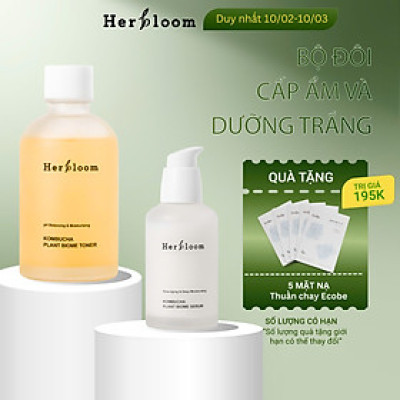 Bộ Đôi Cấp Ẩm & Dưỡng Trắng Da Herbloom Cân Bằng Da Chống Lão Hoá Da [Toner 150ml + Serum 50ml]