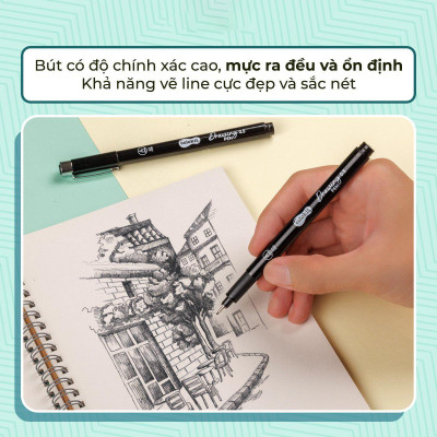 Bút Kim Kỹ Thuật 0.2 mm - Drawing Pen - Colorkit DW-C001 - Mực Đen