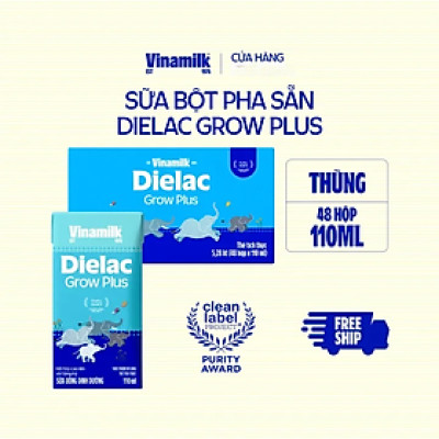 Thùng 48 Hộp Sữa Bột Pha Sẵn Vinamilk Dielac Grow Plus - Đỏ 110ml