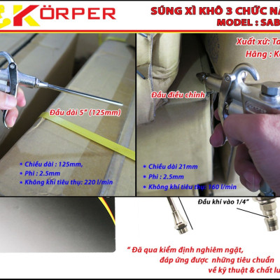 SÚNG XÌ KHÔ 3 CHỨC NĂNG KÖRPER KP-SAB-501