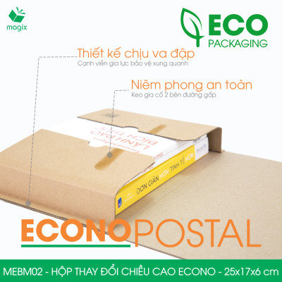 MEBM02 - 25x17x6 cm - 60 hộp carton thay đổi chiều cao siêu tiết kiệm - Hộp đóng sách, hộp gói hàng