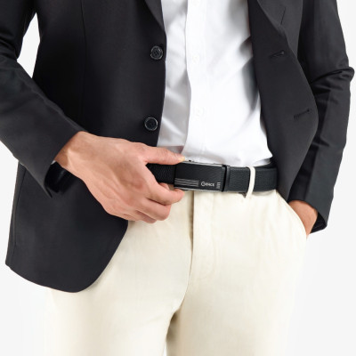 Thắt Lưng Da Nam GENCE LG31 Da Bò Cao Cấp Màu Đen Viền Kim Loại Mạ Bạc