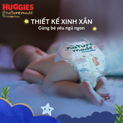 Combo 2 Tã quần Huggies Naturemade ban đêm M58/L44/XL38/XXL26