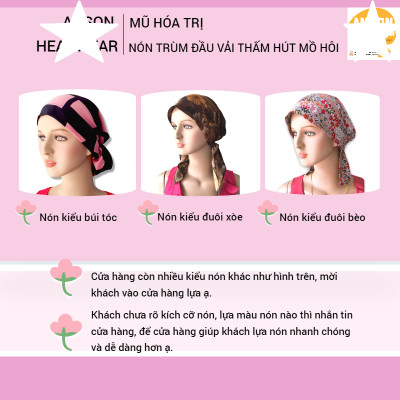Nón hóa trị vải mềm mát, hút mồ hôi, bệnh nhân ung thư, chemo hat, nón trùm đầu [KIỂU ĐUÔI NGẮN-VÀNG ĐỎ] 