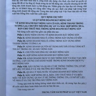 Sách Quy Định Chi Tiết Luật Kinh Doanh Bất Động Sản – Mẫu Hợp Đồng Mua, Bán Cho Thuê Nhà Trong Kinh Doanh Bất Động Sản (V2520T)