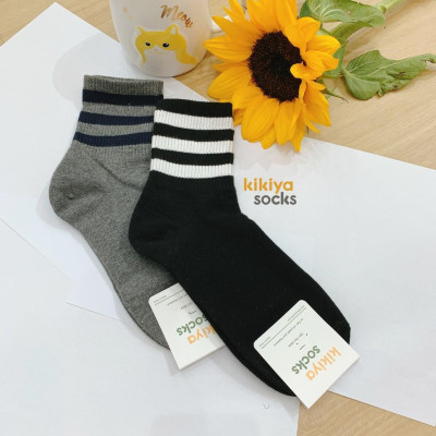 Tất vớ nữ sọc cổ cao Kikiya cao cấp Hàn Quốc W-C-009