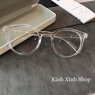 Kính Mắt Nam Nữ Chống Ánh Sáng Xanh Mắt Tròn Trong Suốt