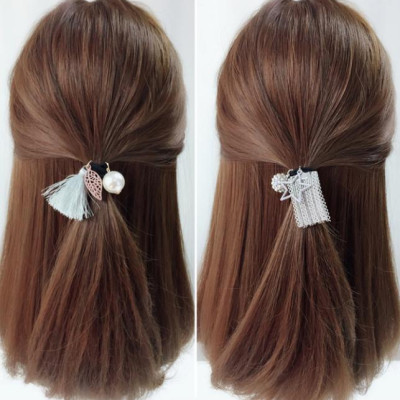 Set dây buộc tóc cao cấp xuất Nhật HD18 kiểu nơ đính trăng sao đựng trong túi lưới