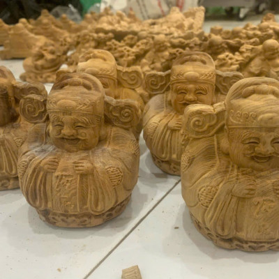 Tượng thần tài mini bằng gỗ ngọc am thơm nức kt 10×8×8cm 