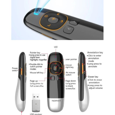 Bút trình chiếu kĩ thuật số Laser xanh cho màn chiếu và màn hình NORWii N86S, Hàng Chính Hãng