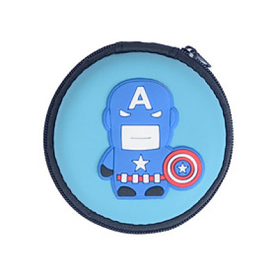Hộp Đựng Tai Nghe Họa Tiết Biểu Tượng Captain America (Xanh) - Hàng Chính Hãng
