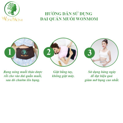 Combo 2 đai quấn muối vải cotton siêu bền, có dây kéo, dùng đựng muối quấn bụng Wonmom
