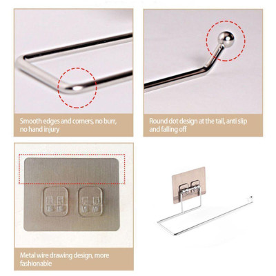 Thanh Treo Inox 304 Treo Cuộn Giấy, Khăn, Vật Dụng Đa Năng Kèm Miếng Dán