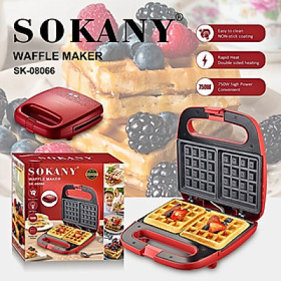 Máy nướng ép bánh SOKANY công suất lớn 750W tích hợp 2 mặt chống dính teflon giúp bánh chín nhanh chóng vô cùng tiện ích - HÀNG CHÍNH HÃNG