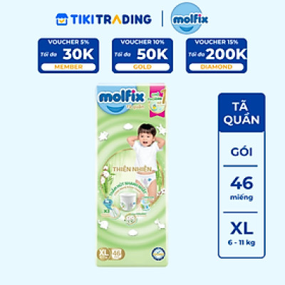 Tã/bỉm quần Molfix Thiên nhiên Super Jumbo XL (12kg - 17kg) - Gói 46 miếng