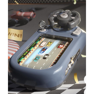 Đồ chơi đường đua xe ô tô có màn hình chuyển động, vô lăng điều khiển kèm hiệu ứng âm thanh